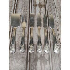 Set Of 6 Cambridge PALM TREE w/ Coconuts Stainless Satin Mini Serving Set 5 1/2"